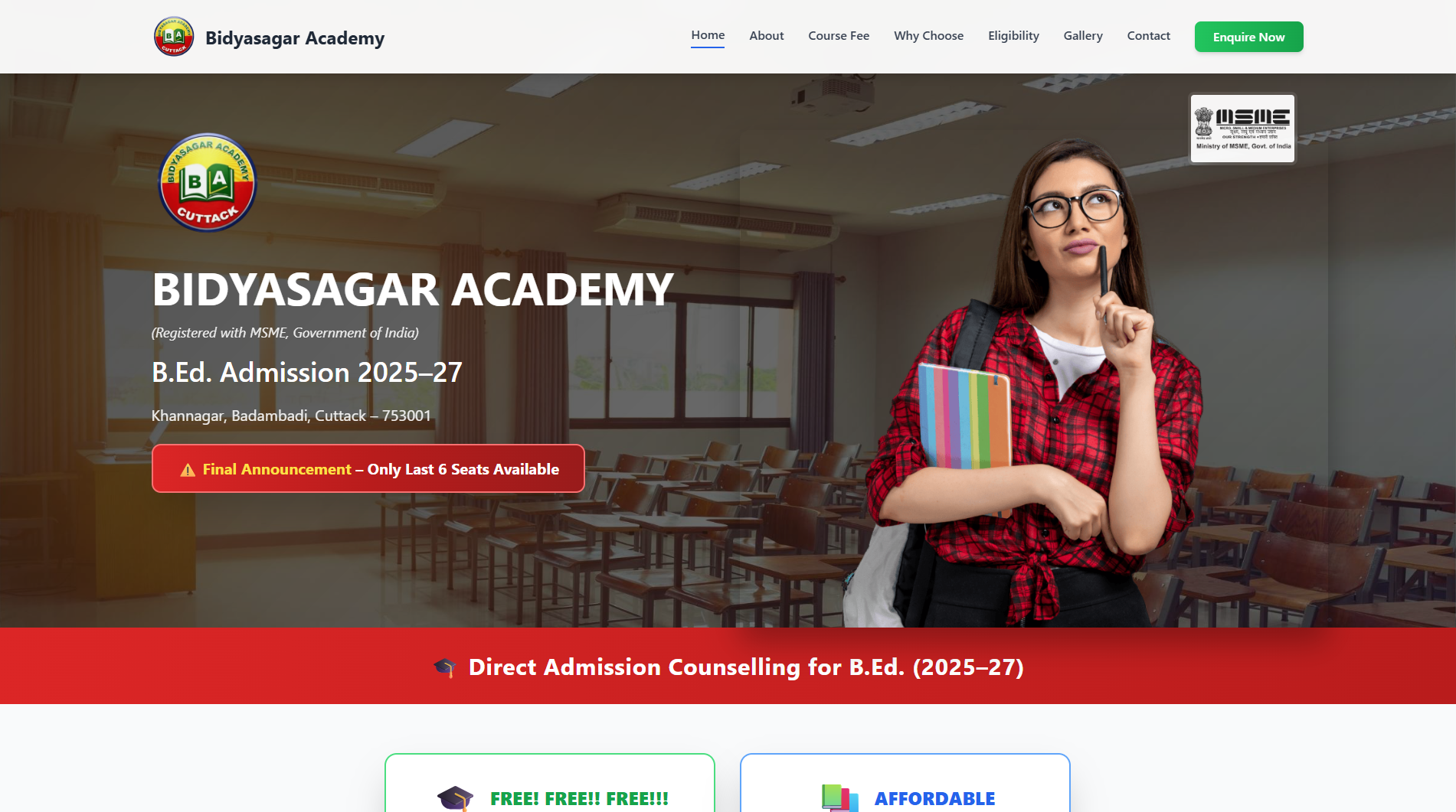 Bidyasagar Academy project screenshot